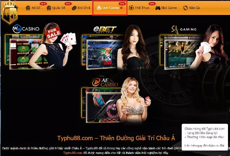 Casino Online là trang trực tiếp game lớn tại typhu88